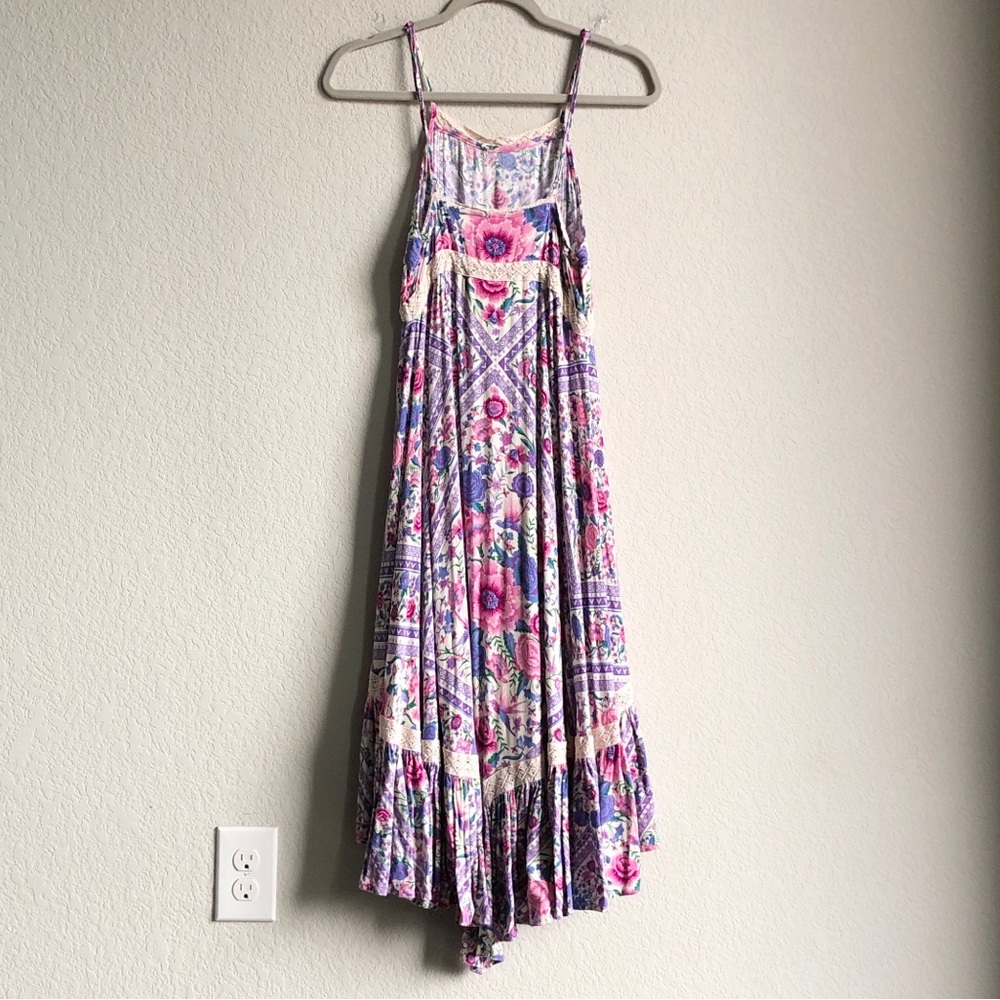 Spell Babushka Midi Dress Pink Floral Whimsical XS Flaw - Picture 7 of 16